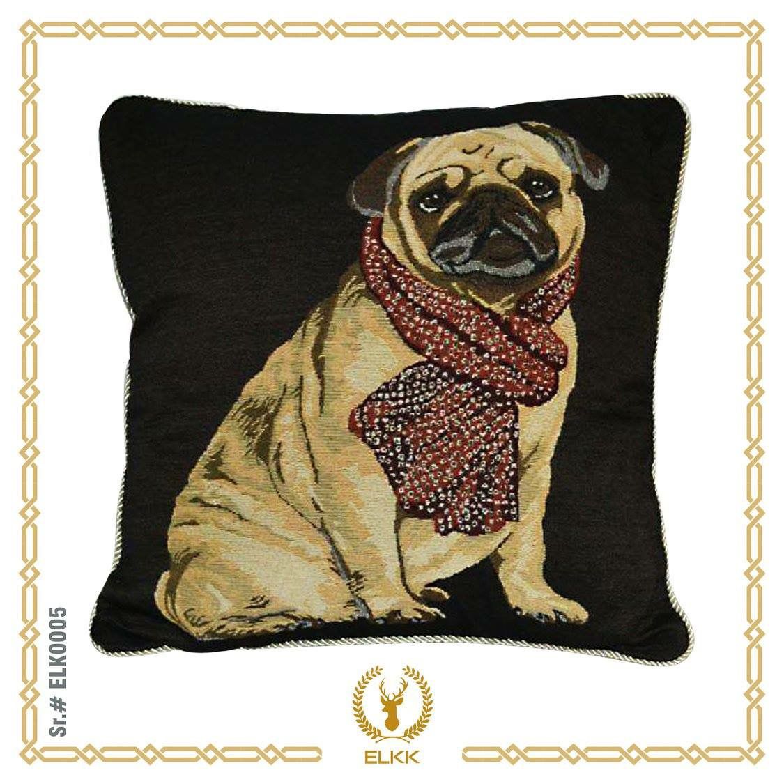 Pug Tapestry Zipped Cushion Cover With Luxury Rope Piping