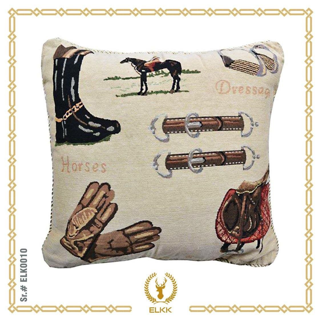 Horse Riding Tapestry Cushion with Cotton Filler