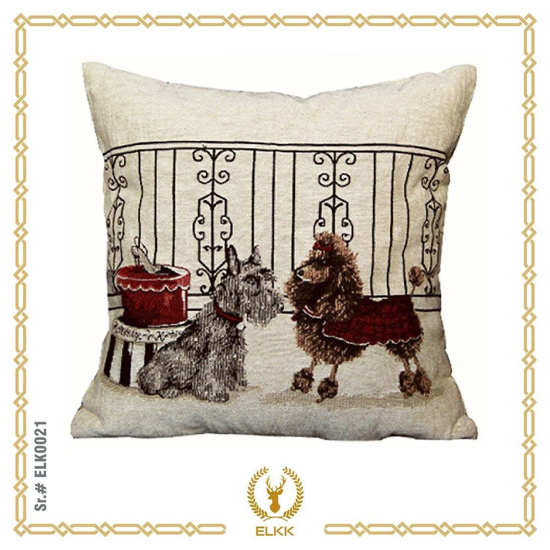 Tapestry Scotty Terrier Poodle Puppy Dog Square Decorative Throw Pillow Cover