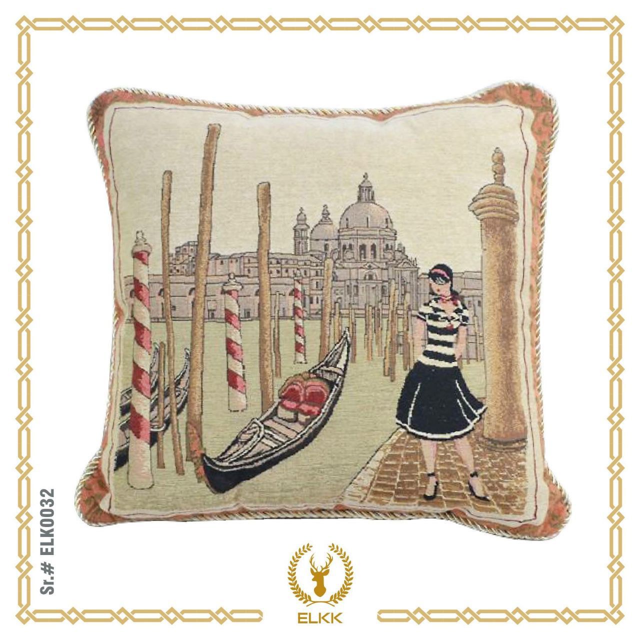 Venice Italy Euro Tapestry Cushion Cover 18x18