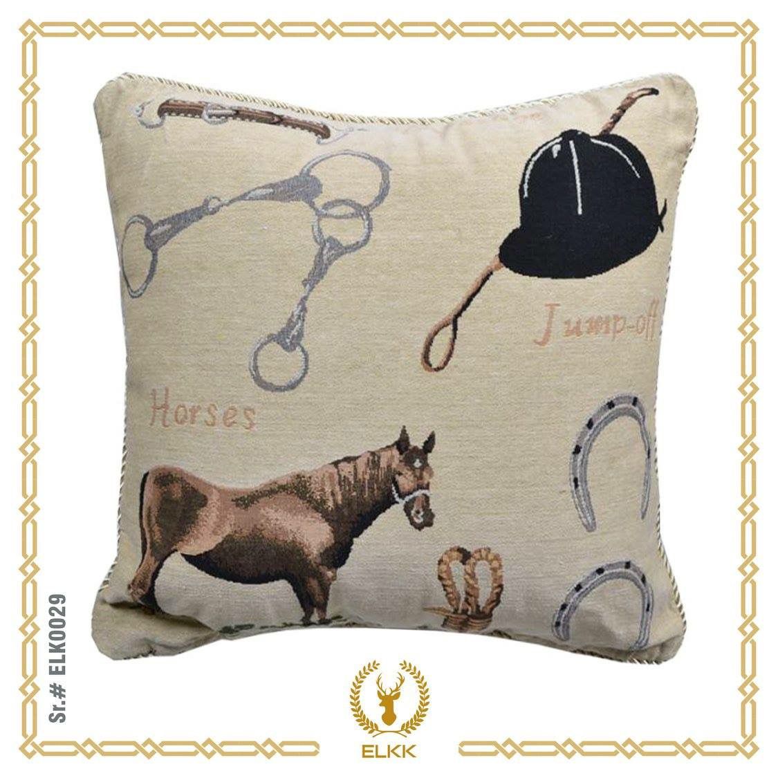 Horse Riding Tapestry Cushion with Cotton Filler